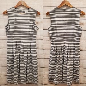 Calvin Klein White and Gray Striped Fit and Flare Dress, Size 10